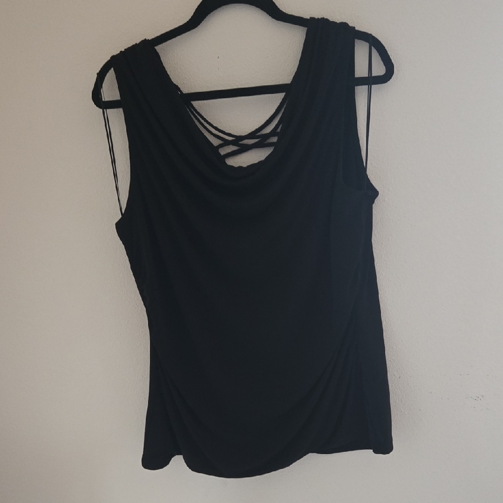 Thalia Sodi Black Draped Tank Top